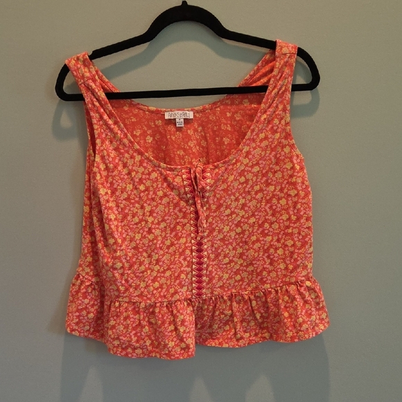 Patrons of Peace Orange And Pink Smocked Crop Tank Top Size Small - Picture 1 of 9